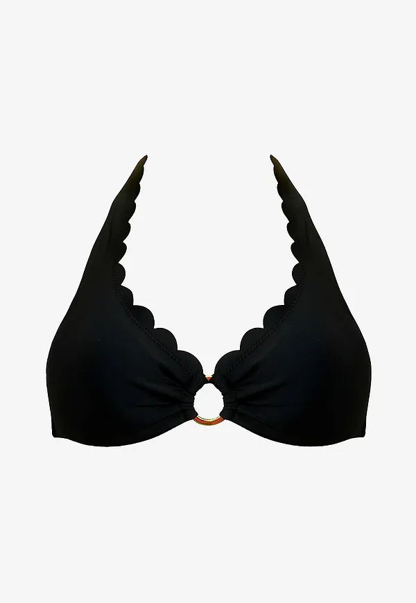 KAANDA Beach life - Bikinitopp New Venus Scallop UW Halter Top - Svart