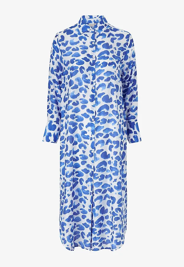 KAANDA Beach life - Strandklänning Cheetah Shirt Dress - Blå