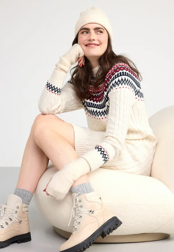 Kabelstickad Fair Isle-klänning