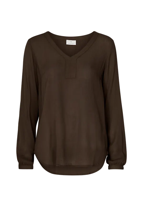KAFFE - Blus Amber Blouse LS - Brun