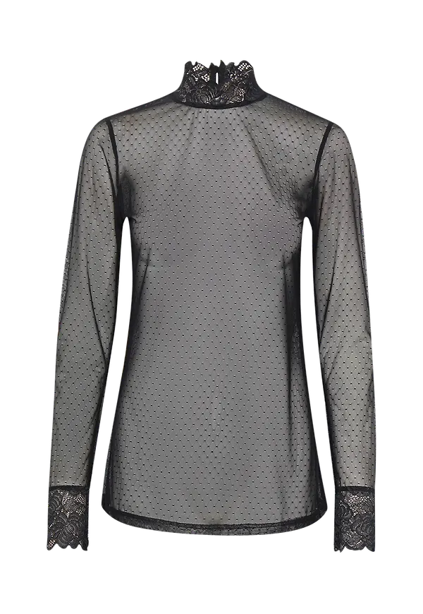 KAFFE - Meshtopp Pam Mesh T-shirt - Svart