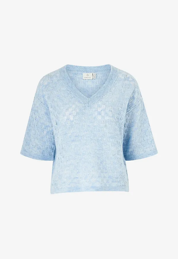 KAFFE - Stickad tröja kaLourine V-neck Pullover - Blå