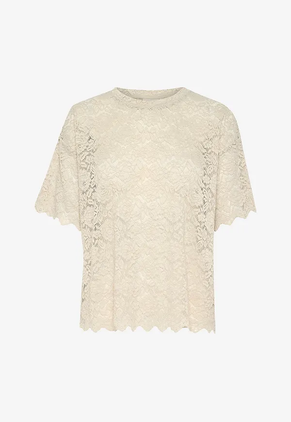 KAFFE - Topp kaJaiden Lace T-shirt - Beige