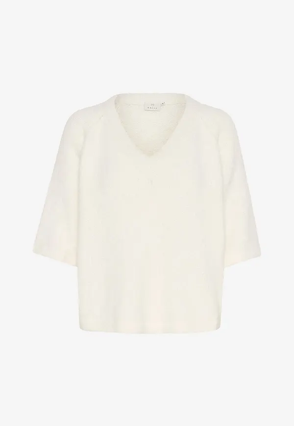 KAFFE - Tröja kaEmilie V-neck Pullover - Vit