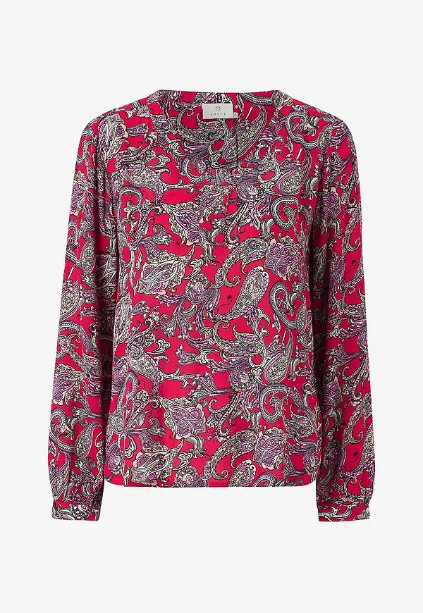KAFFE - Blus kaAmber Blouse LS Printed - Röd