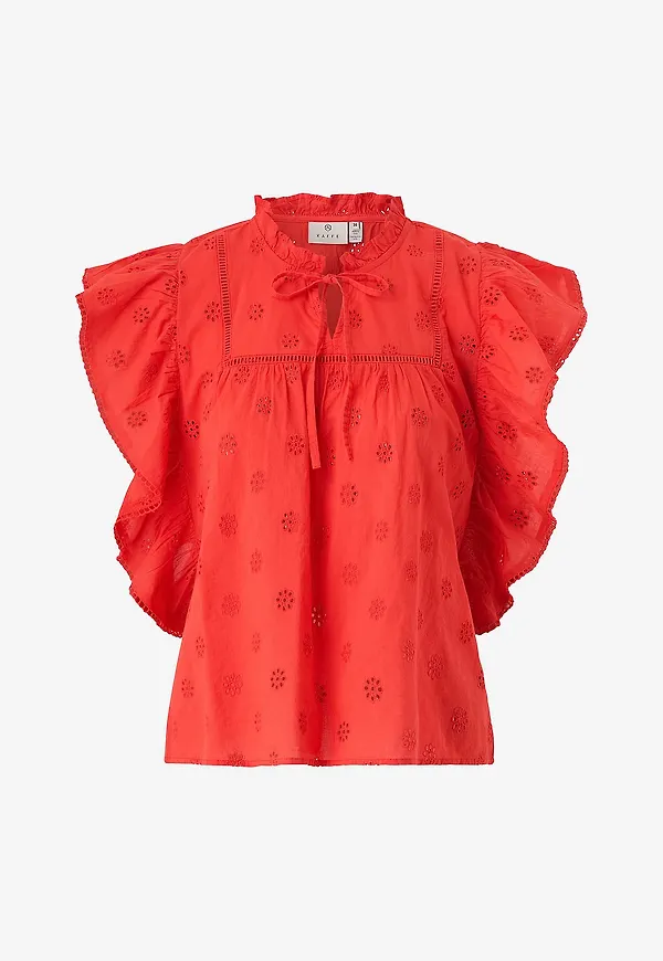 KAFFE - Blus kaFiona Frill - Röd