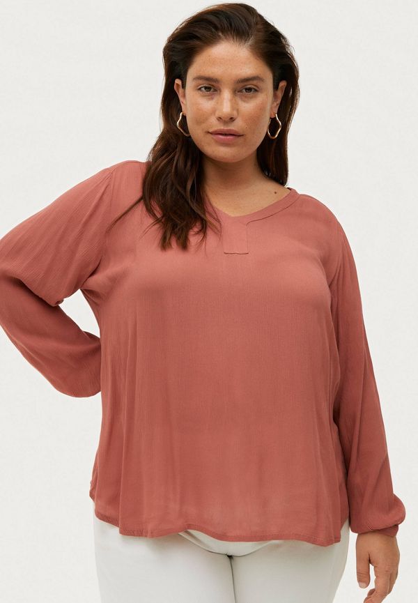 KAFFE Curve - Blus kCami LS Blouse - Röd