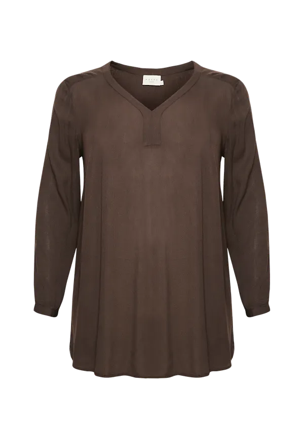 KAFFE Curve - Tunika ccAmi V.Neck Tunic - Brun