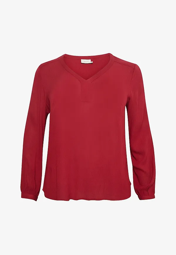 KAFFE Curve - Blus kCami LS Blouse - Röd
