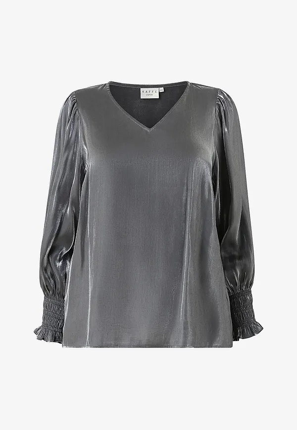 KAFFE Curve - Blus kcMilla Blouse - Silver