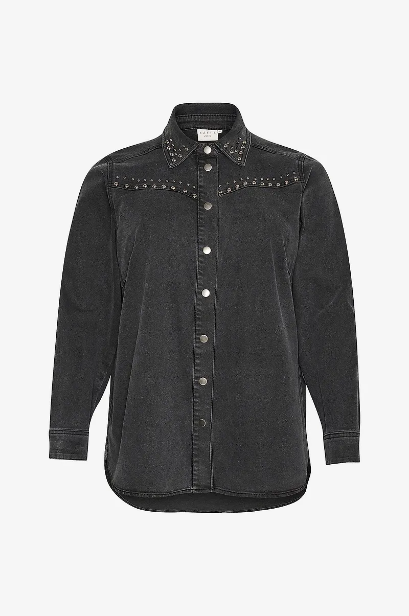 KAFFE Curve - Skjorta kcLoula Denim Shirt - Svart