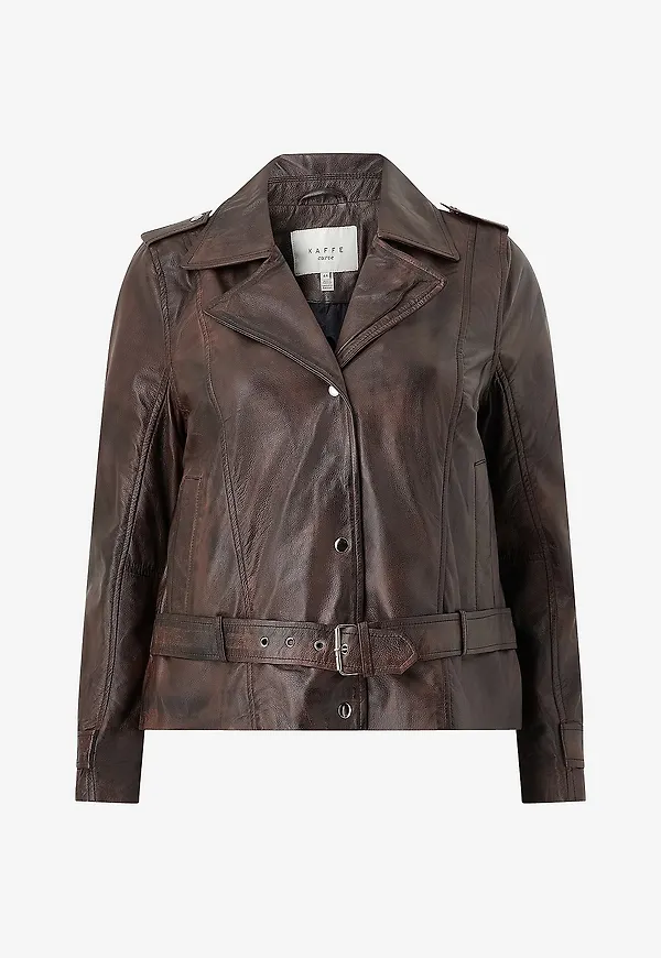KAFFE Curve - Bikerjacka Kcrissa Leather Jacket - Svart