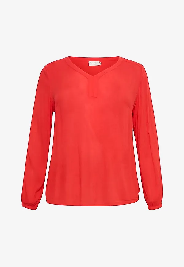KAFFE Curve - Blus kCami LS Blouse - Röd