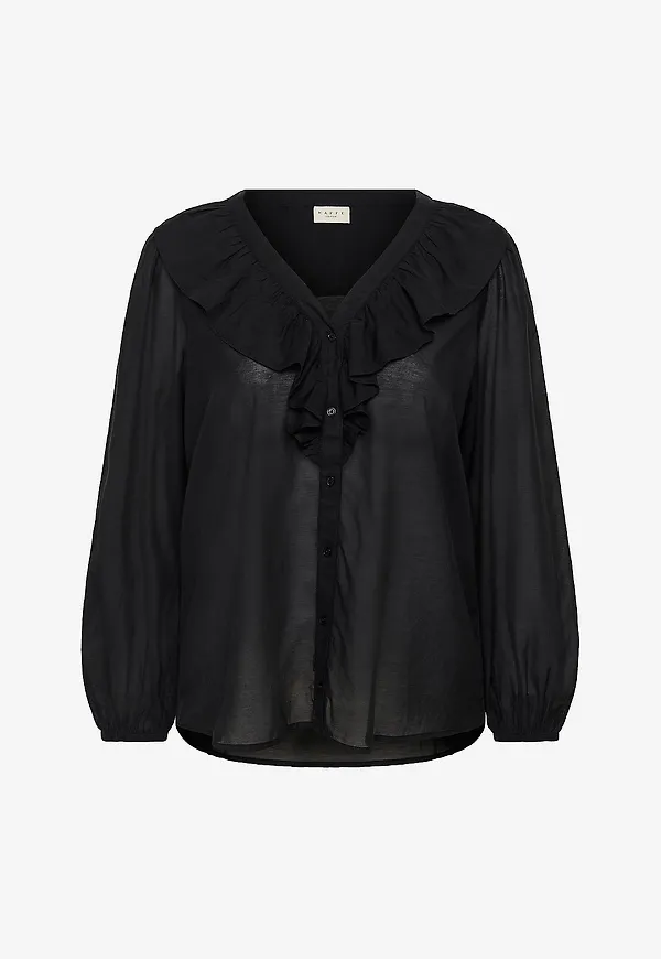 KAFFE Curve - Blus kcLana Frill - Svart