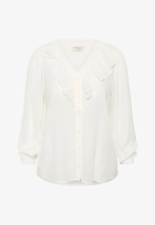 KAFFE Curve - Blus kcLana Frill - Vit
