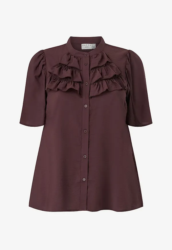 KAFFE Curve - Blus KCnicola Ruffle Shirt - Röd