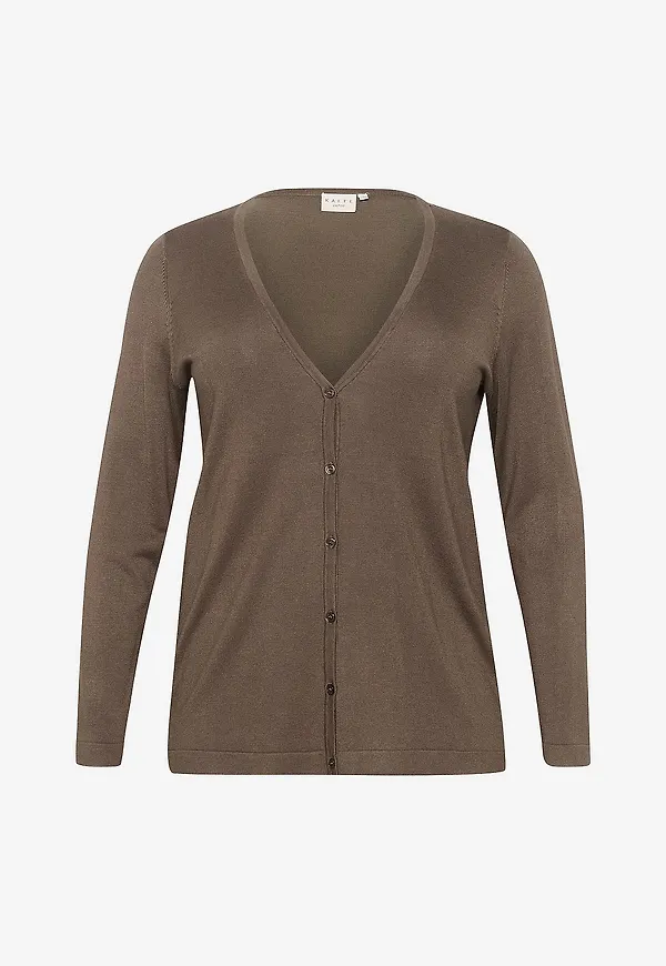 KAFFE Curve - Cardigan kcFarsia Button - Brun