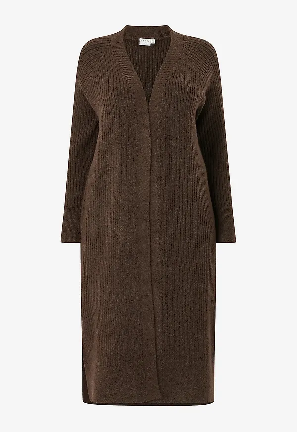 KAFFE Curve - Cardigan kcRinye Long - Brun