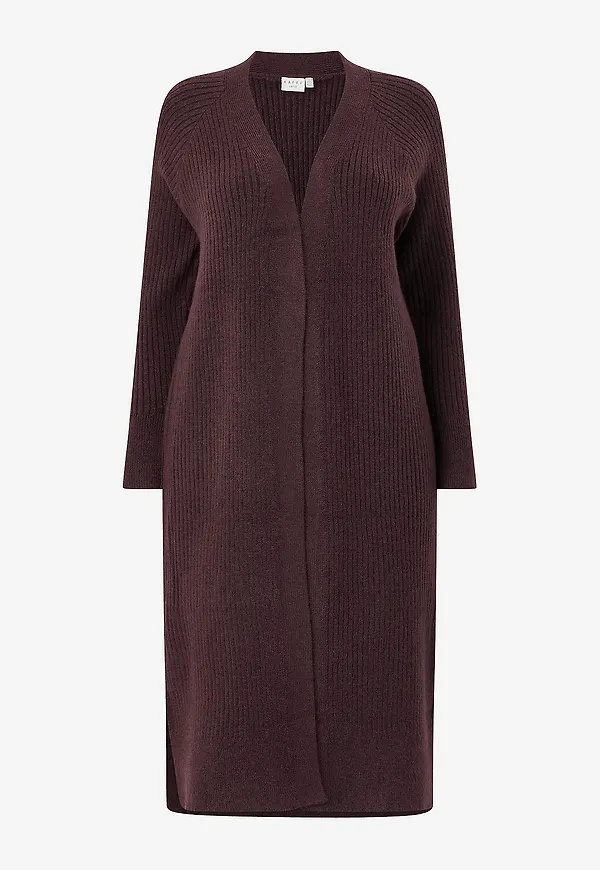 KAFFE Curve - Cardigan kcRinye Long - Röd