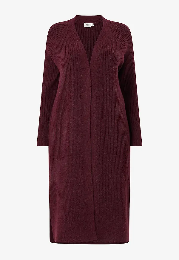 KAFFE Curve - Cardigan kcRinye Long - Röd