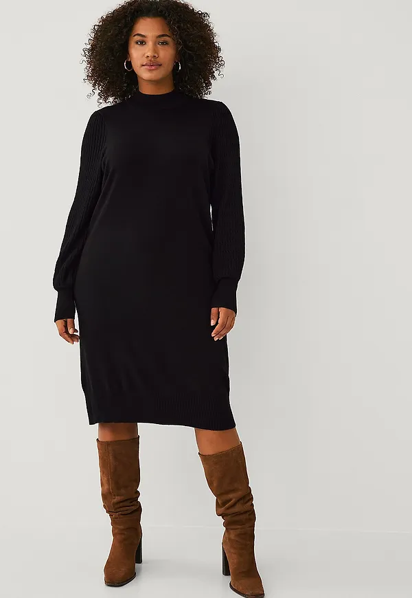 KAFFE Curve - Klänning kcLini Knit Dress - Svart