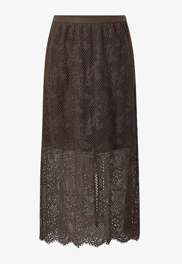 KAFFE Curve - Maxikjol kcCarley Lace - Brun
