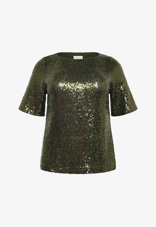 KAFFE Curve - Paljettblus kcMirana Sequin - Grön