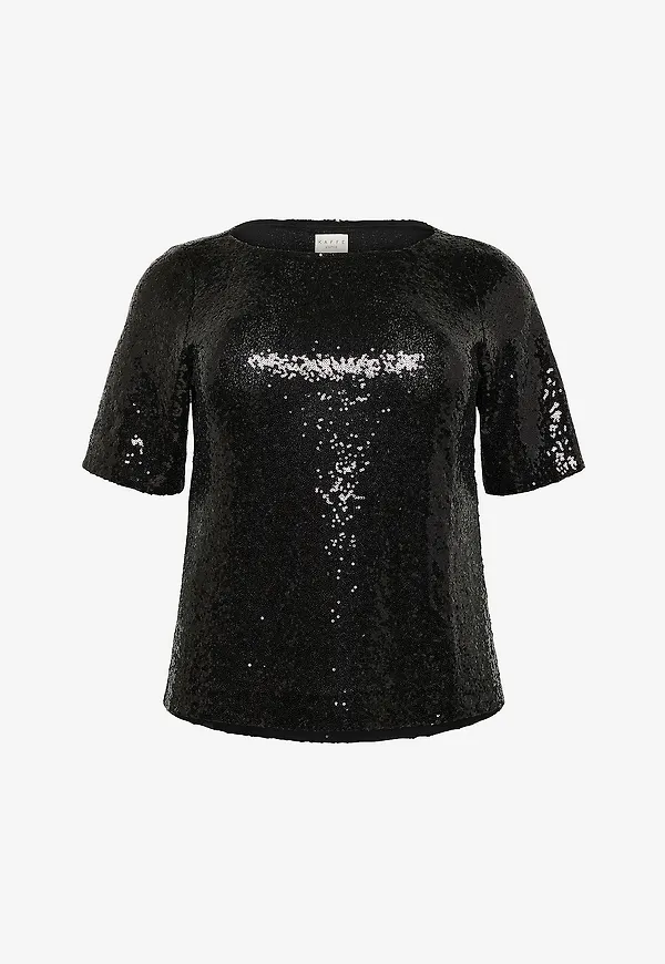 KAFFE Curve - Paljettblus kcMirana Sequin - Svart