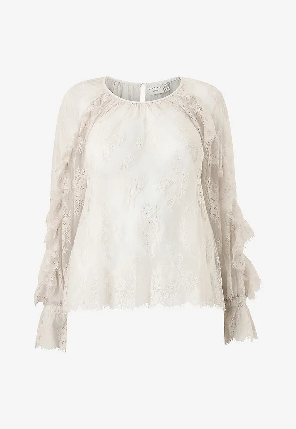 KAFFE Curve - Spetsblus kcAmalie Lace - Vit