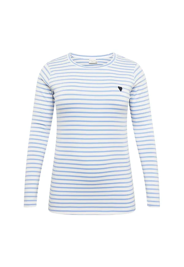 KAFFE CURVE T-shirt 'Lia' rökblå / antracit / vit