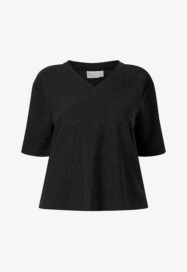 KAFFE Curve - Topp kcRiana V-neck - Svart