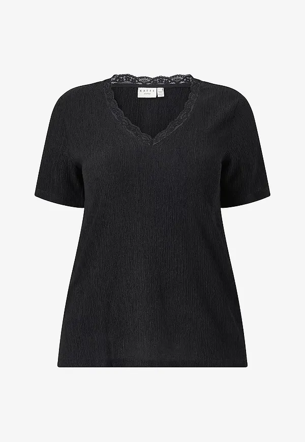 KAFFE Curve - Topp KCvera T-Shirt - Svart