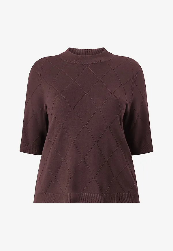 KAFFE Curve - Tröja KClizzy Argyle Knit - Röd