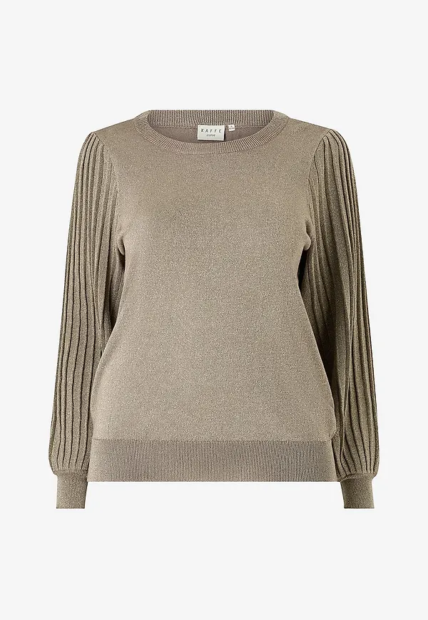 KAFFE Curve - Tröja kcRegitta Pleat LS - Brun