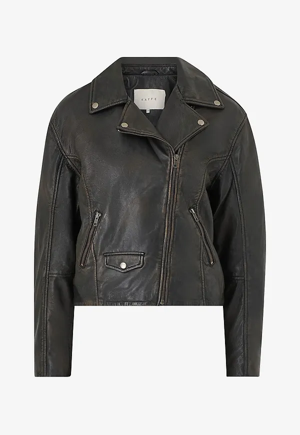 KAFFE - Skinnjacka kaJane Leather Jacket - Svart