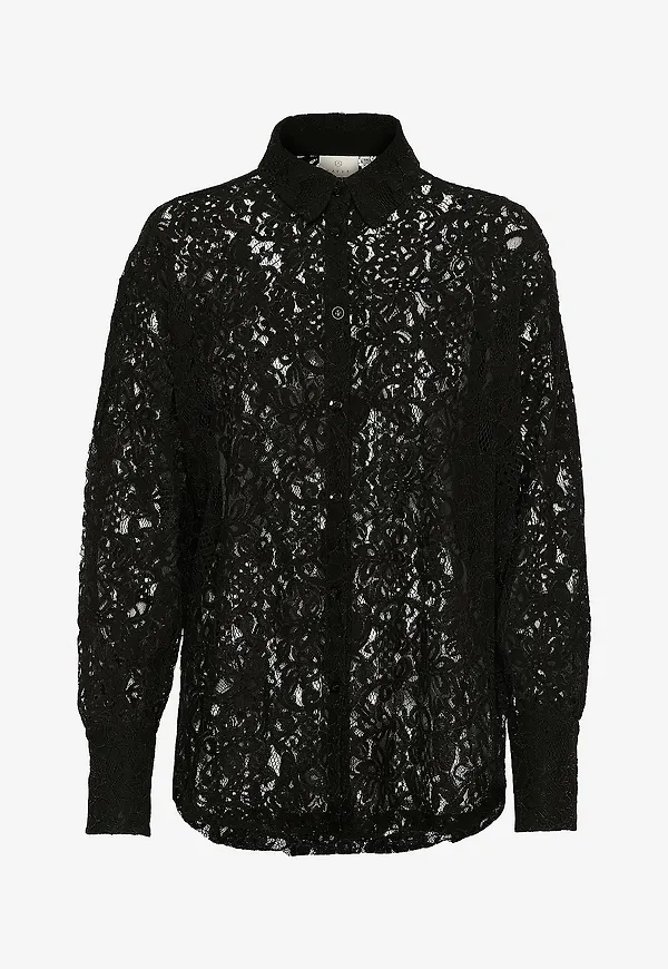 KAFFE - Spetsskjorta kaNelly Lace Shirt - Svart