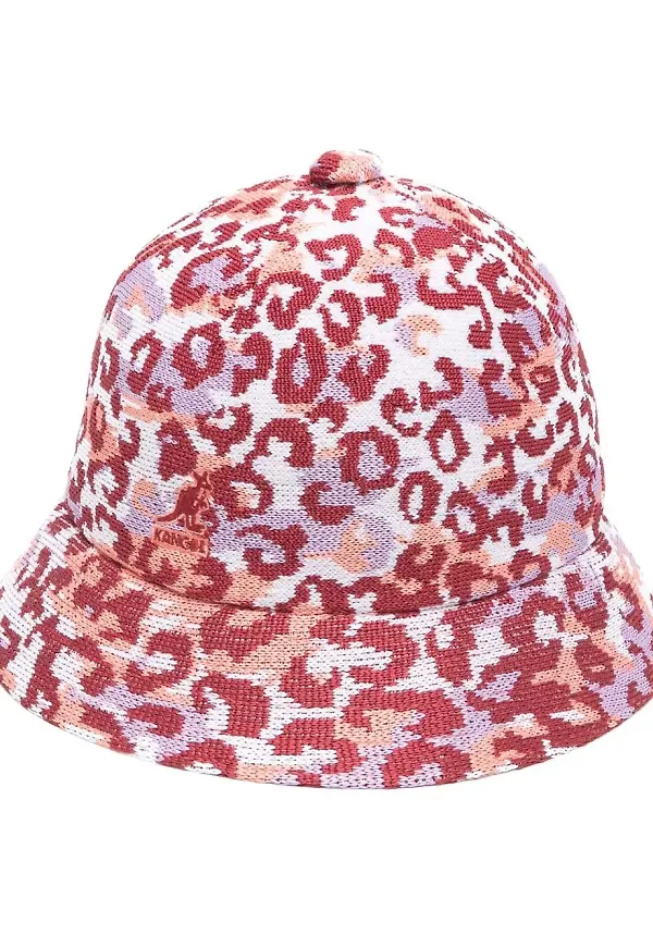 Kangol leopardmönstrad fiskehatt - Vit