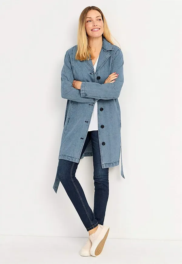 Kappa i denim med knytskärp Diana