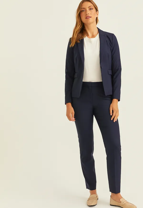 MQ Marqet Stockh lm Karen Slim Trousers Kostymbyxor Navy Dam 34