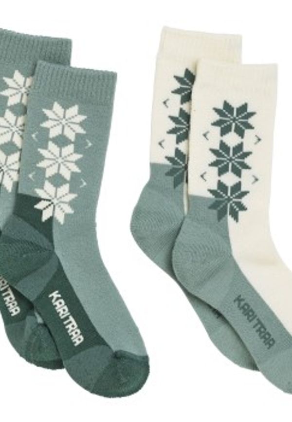 Kari Traa Strumpor 2P Wool Sock Grön/Vit Strl 39/41
