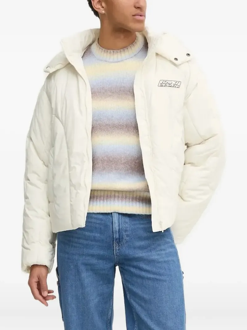 karl kani quiltad puffjacka med huva - Vit