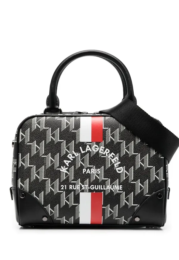 Karl Lagerfeld axelväska med monogram - Svart