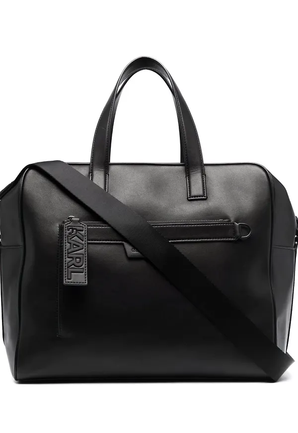 Karl Lagerfeld bagageetikett i läder - Svart