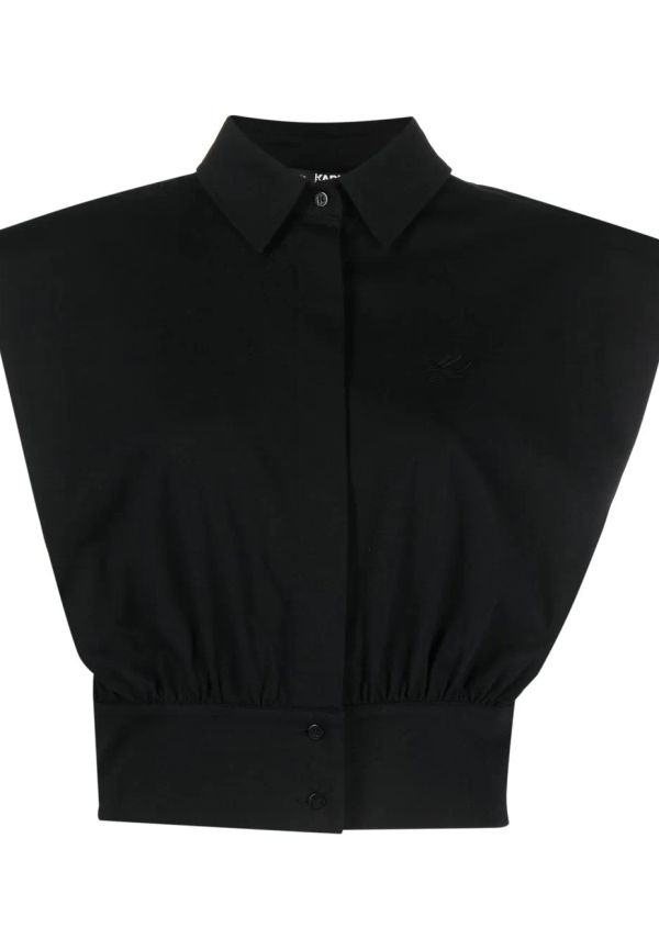 Karl Lagerfeld beskuren skjorta med vadderade axlar - Svart