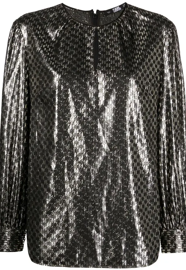 Karl Lagerfeld blus med monogram - Svart