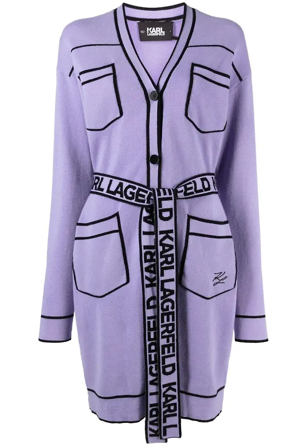 Karl Lagerfeld cardigan med kontrastkant - Lila