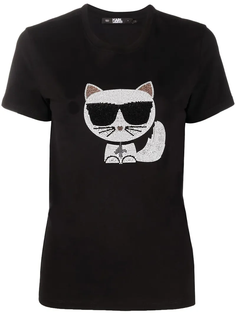 Karl Lagerfeld Choupette t-shirt med tryck - Svart