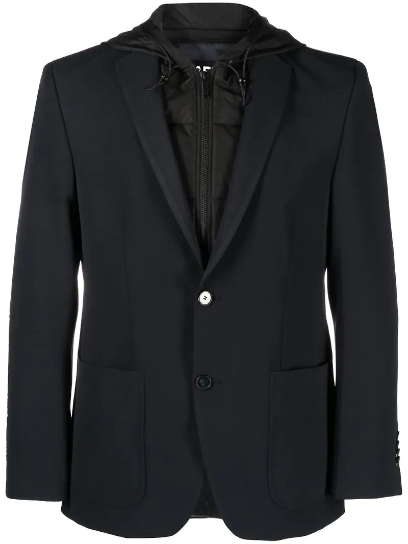 Karl Lagerfeld enkelknäppt blazer med huva - Blå