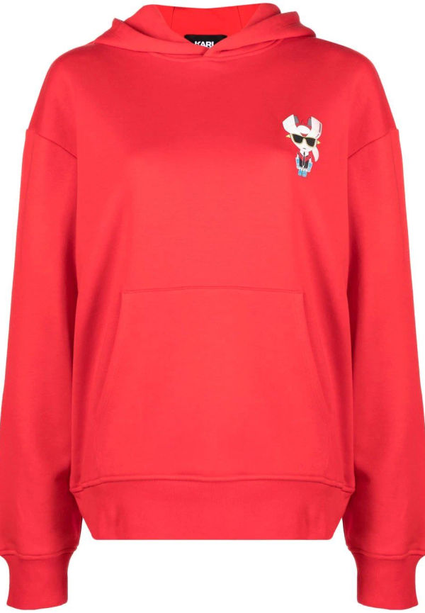 Karl Lagerfeld hoodie med grafiskt tryck - Röd