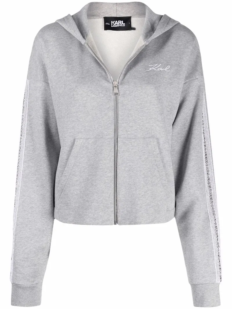 Karl Lagerfeld hoodie med logotypband - Grå